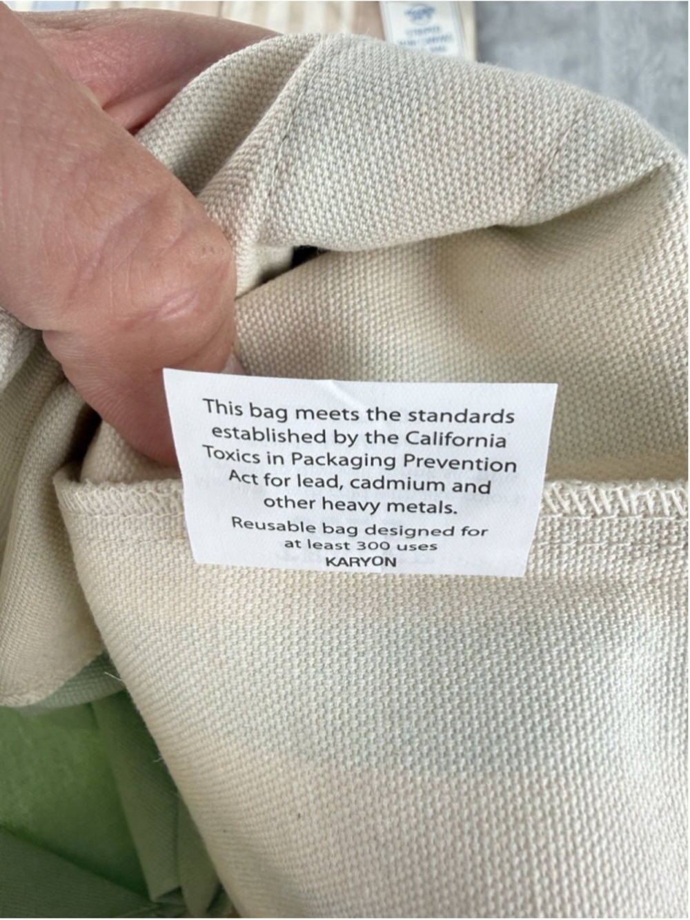 Trader Joe's Mini Canvas Bag Light Green White Stripes - Picture 6 of 10